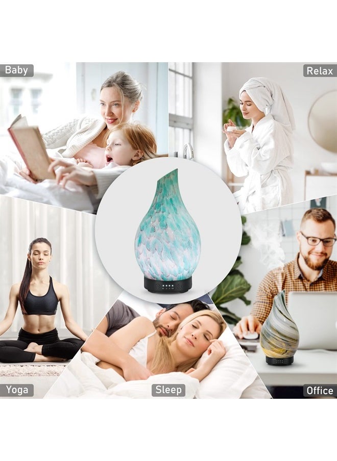 EQUSUPRO - Essential Oil Diffuser 120ml Ultrasonic Aromatherapy Diffuser with Handmade Glass BPA Free, Auto Shut-Off 4 Timer Setting 7 Colors Changed LED for Home Yoga Office (Cobblestone) - Image 1