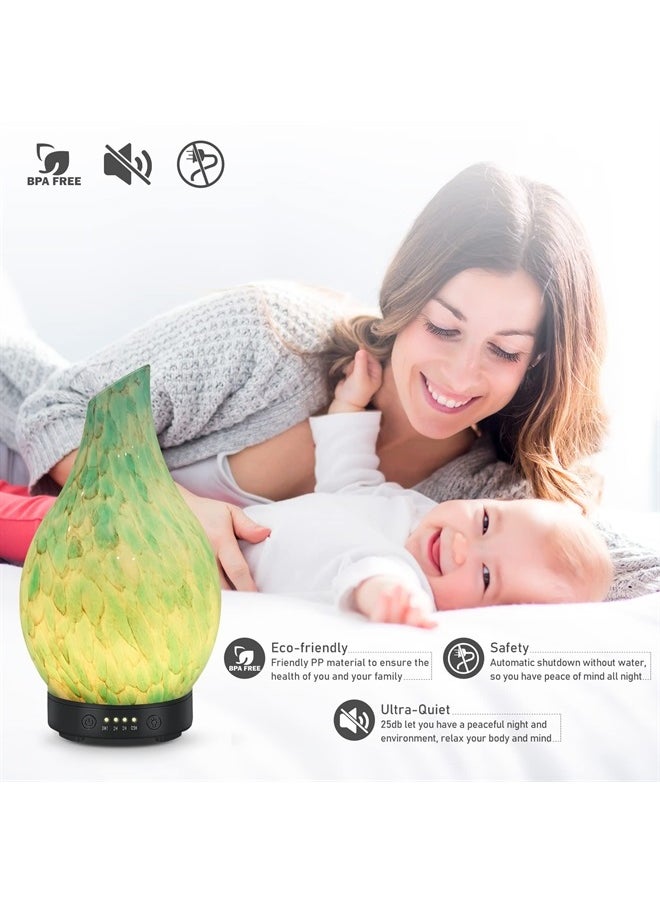 EQUSUPRO - Essential Oil Diffuser 120ml Ultrasonic Aromatherapy Diffuser with Handmade Glass BPA Free, Auto Shut-Off 4 Timer Setting 7 Colors Changed LED for Home Yoga Office (Cobblestone) - Image 1