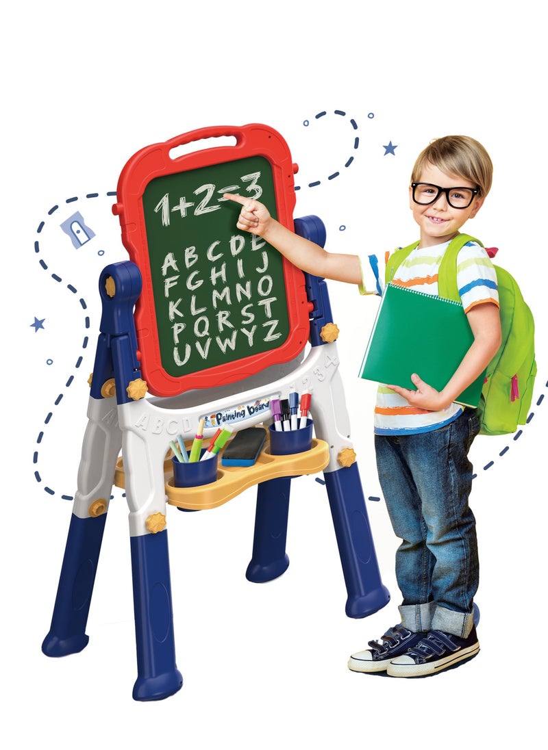 Cordova Double-Sided Magnetic Dry Erase and Chalk Board with Adjustable Stand for Toddlers  - Image 1