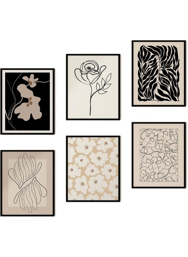 LIYAOLI Boho Wall Art Prints Flower Abstract Wall Art, Line Art Wall Decor Minimalist Wall Art Boho Wall Decor, Boho Prints for Bedroom Wall Decor 8''x10'' Set of 6 Unframed Art Prints - Image 1