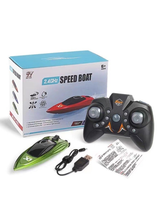 قارب التحكم عن بعد 2.4 جرام كهربائي عالي السرعة مقاوم للماء يخت بوي هدية للأطفال ألعاب التحكم عن بعد بالجملة-اللون: أخضر】 - Image 1