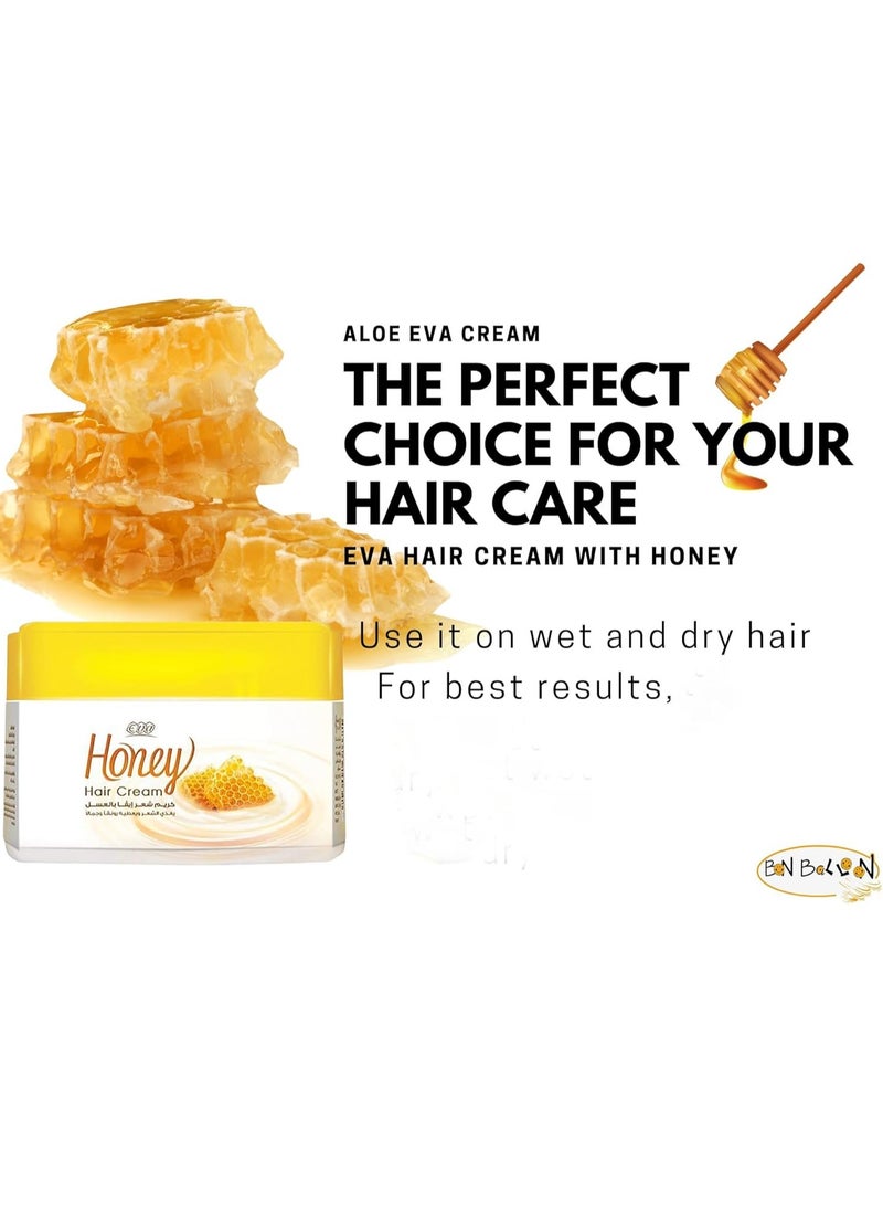 Eva Honey Hair Cream for All Hair Types, All the Benefits of Pure Honey, Soft, Shiny, Radiant Hair with a Touch of Elegance (Large Pack 6.5oz / 185g) - Image 3