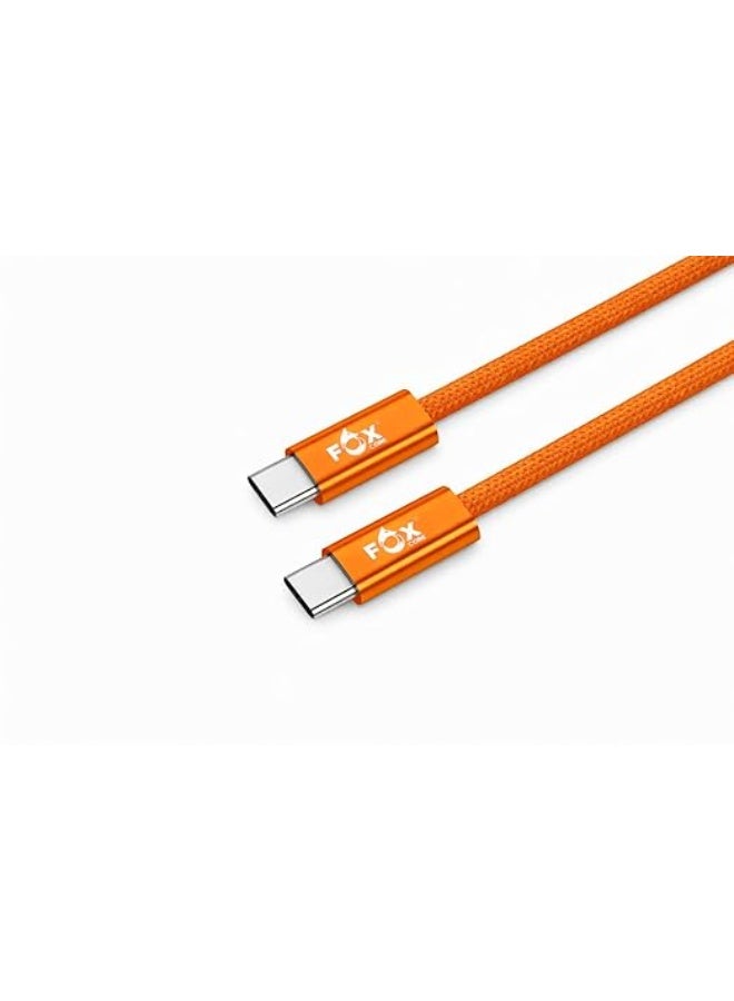 Fox 1 meter USB C to USB C cable, dual data cable for 120W fast charging, maximum power and speed for mobile (orange) - Image 2