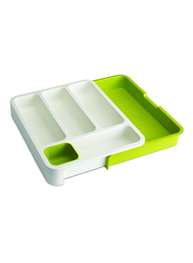 NIBEMINENT Drawer Store Compact Cutlery Organizer White/Green 14 x 14cm