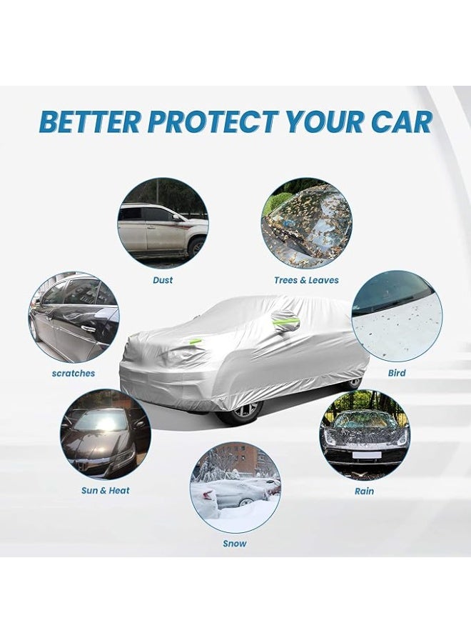 SUV Waterproof Car Covers for Automobiles All Weather Season UV Protection Outdoor Full Cover Universal Fit SUV Up485*190*185cm（Sliver） - Image 4