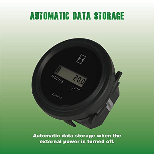 Yooreal Digital Hour Meter,DC4.5V to 90V,Resettable Total Hours,Data Storage for Lawn Mower Tractor Generator Golf cart ZTR/Riding Lawn Mower Land Trimmer UTV Brush Cutter Tractor etc (DC 4.5V 90V) - Image 3