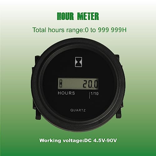 Yooreal Digital Hour Meter,DC4.5V to 90V,Resettable Total Hours,Data Storage for Lawn Mower Tractor Generator Golf cart ZTR/Riding Lawn Mower Land Trimmer UTV Brush Cutter Tractor etc (DC 4.5V 90V) - Image 2