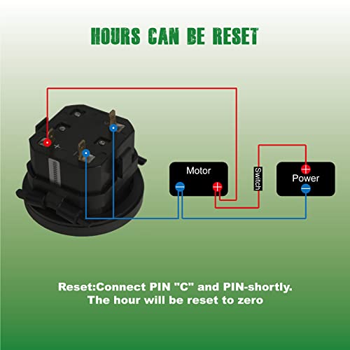 Yooreal Digital Hour Meter,DC4.5V to 90V,Resettable Total Hours,Data Storage for Lawn Mower Tractor Generator Golf cart ZTR/Riding Lawn Mower Land Trimmer UTV Brush Cutter Tractor etc (DC 4.5V 90V) - Image 5