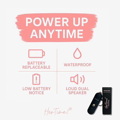 HerTime2 Personal Alarm for Women Adults Seniors – Travel Safe and Waterproof Self Defense Siren – Safety Keychain – Extra Loud – Strobe Light – Cute Key Chain Protection Gift - Image 3