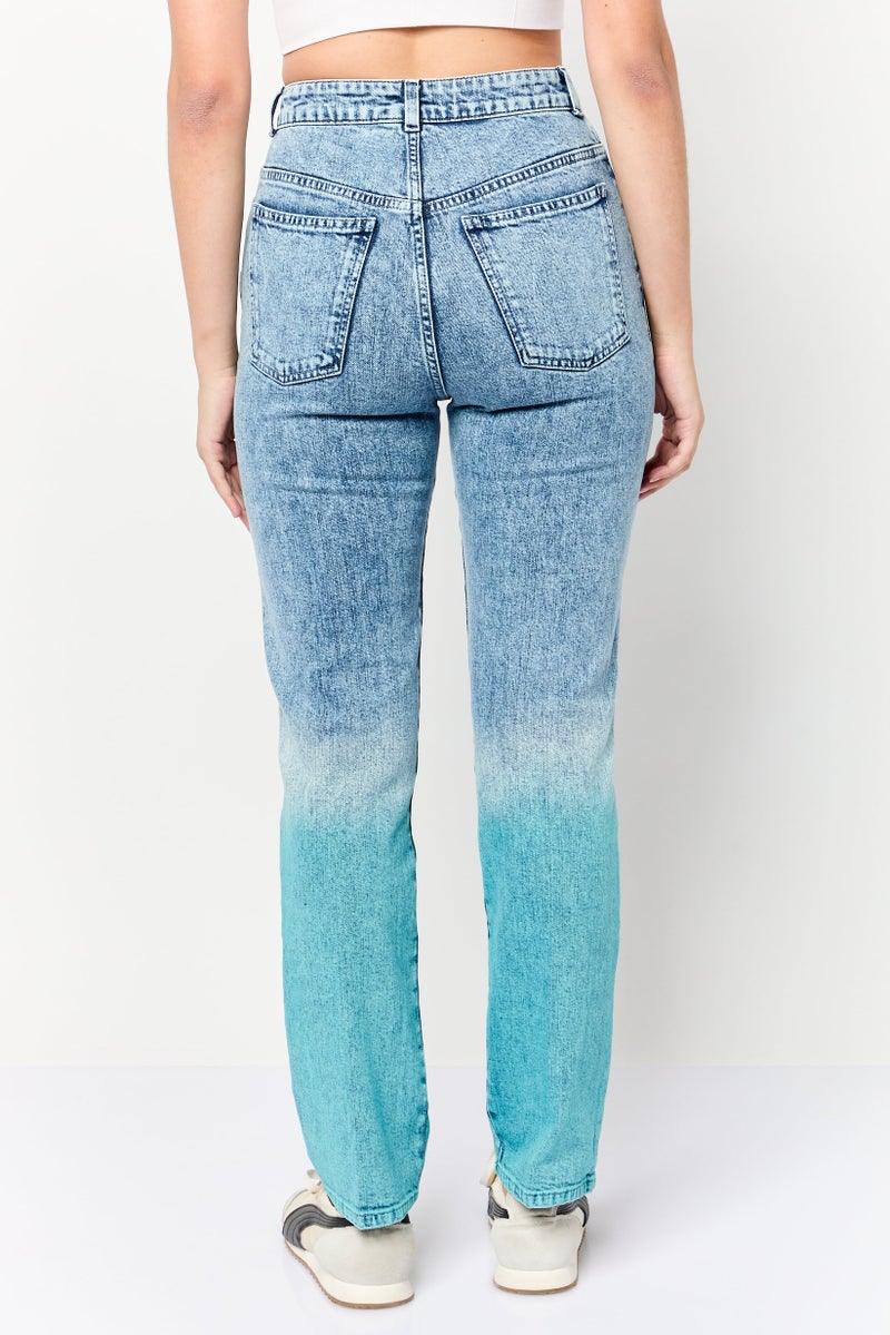STELLA MCCARTNEY Women Regular Fit Two Tone Stretchable Jeans, Blue - Image 4
