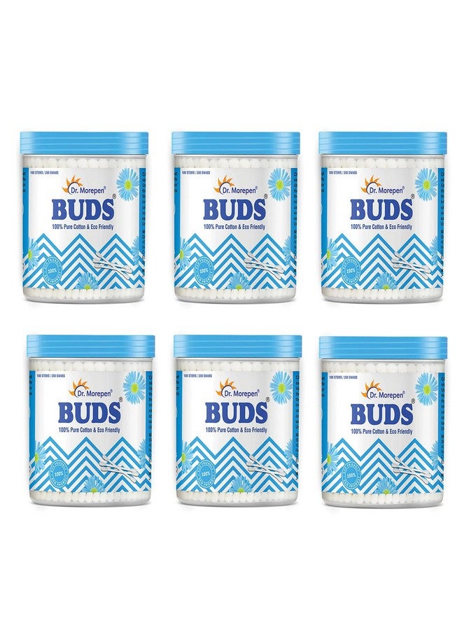 Dr. Morepen DR. MOREPEN BUDS 100% Pure Cotton & Eco-Friendly Earbuds - 100 Cotton Buds Pack of 6 - Image 1