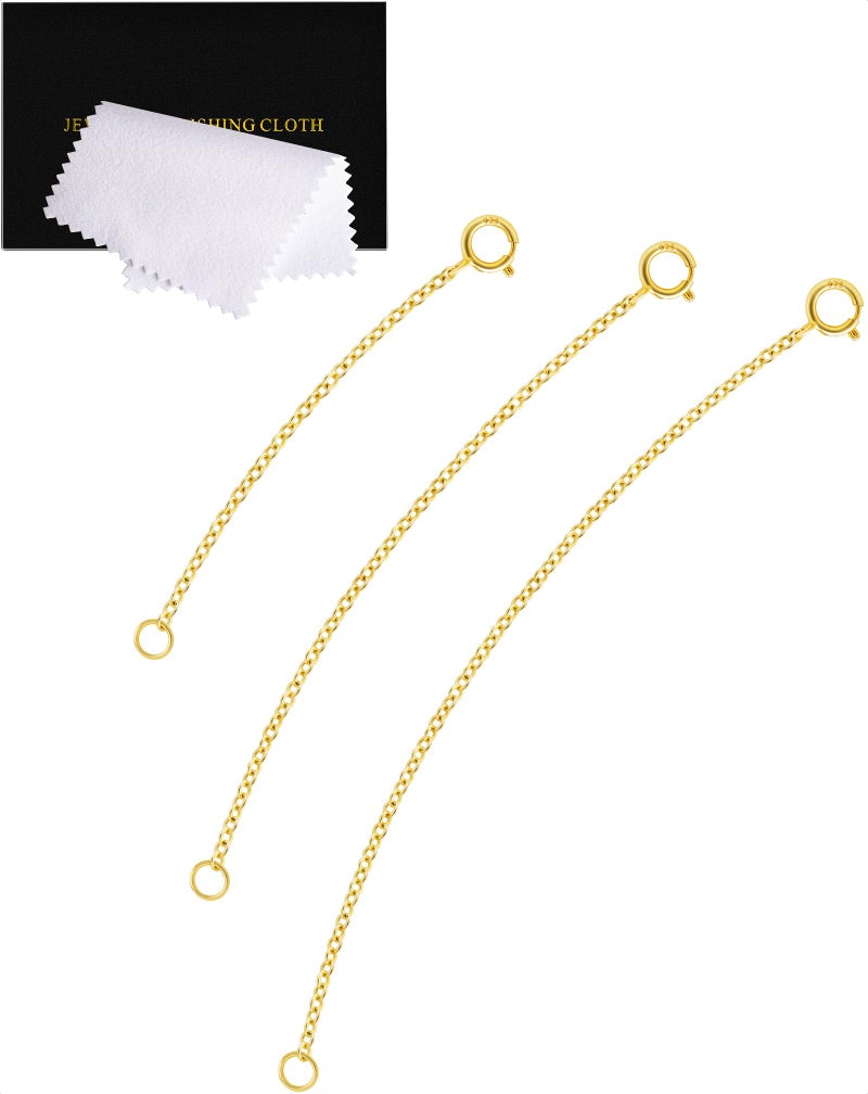 VANBARIS Gold Necklace Extender 14K 925 Sterling Silver Necklace Extenders Gold Chain Bracelet Anklet Jewelry Extension for Necklaces 3 Piece Set 2 3 4 Inches