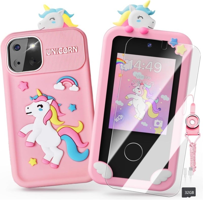 Kids Smart Phone 32G Hd Touch Screen - 16 Educational Games Kids Camera Phone for 4-7 Year Old Girls Home Entertainment Early Learning - Image 1