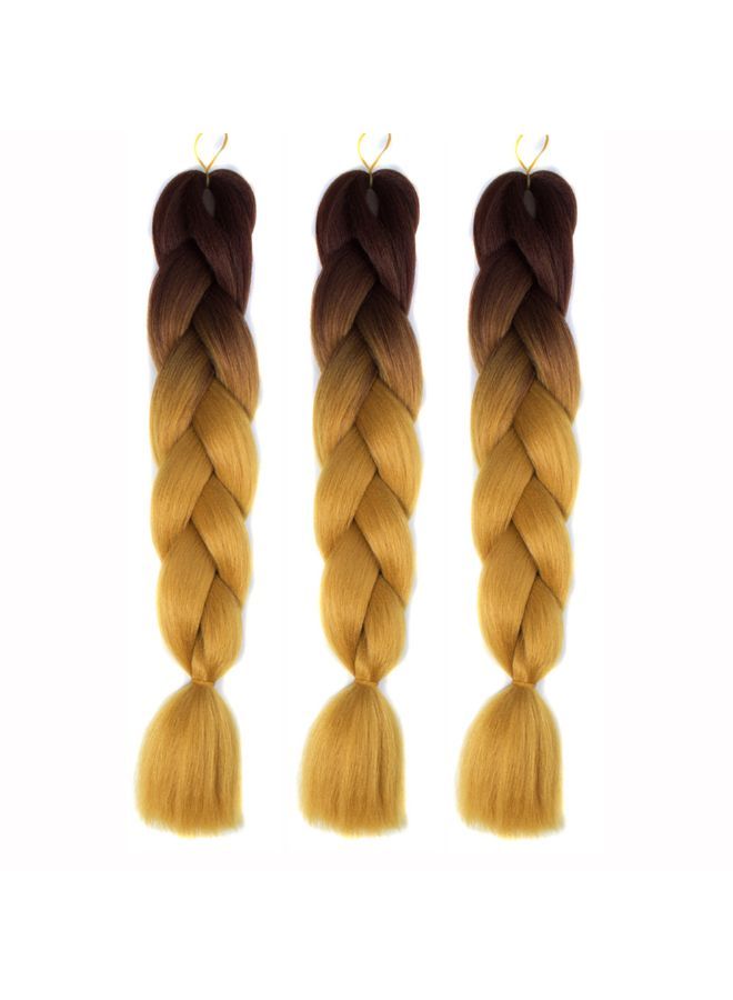NIBEMINENT Gradient Long Braid Wavy Party Wigs Brown/Gold 60x4x2cm - Image 2