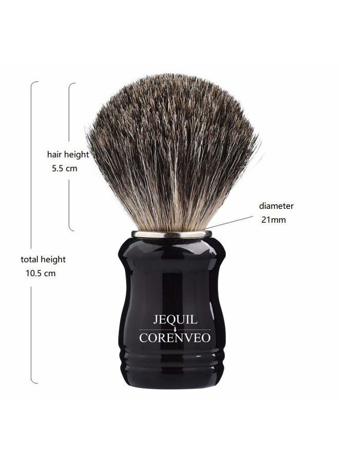 JEQUIL&CORENVEO مجموعة حلاقة Je&Co، فرشاة حلاقة من شعر ثعلب البحر النقي مع حامل فولاذي ووعاء فولاذي - Image 3