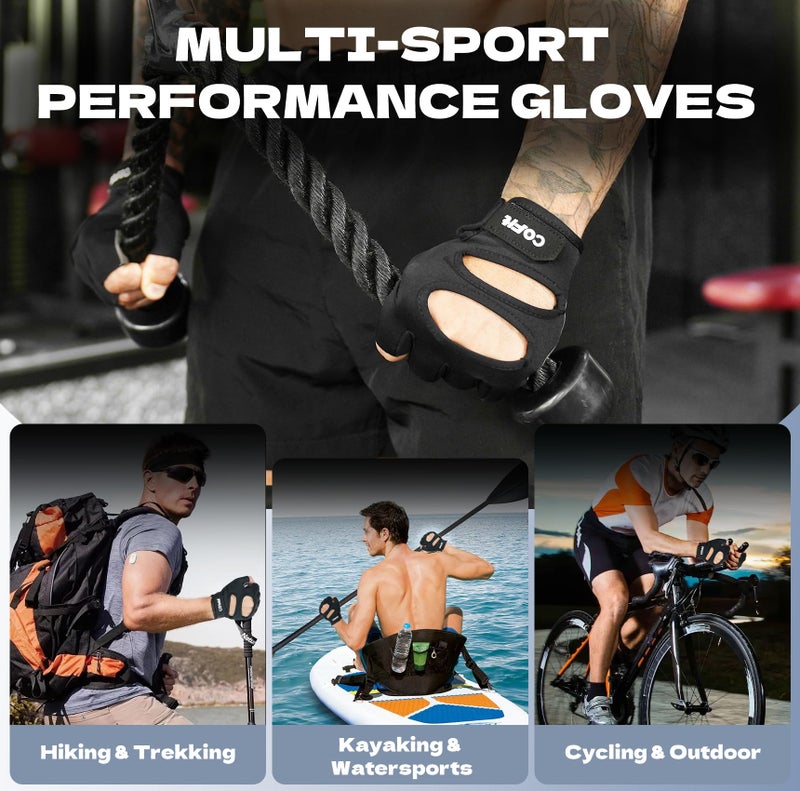 COFIT Gym Gloves for Men and Women, Breathable Anti-Slip Workout Gloves with Wrist Support, Palm Protection for Fitness, Exercise & Training- Black M - Image 5