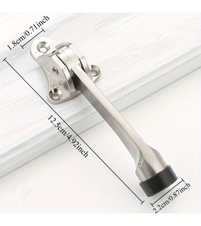Silvery Metal One Touch Door Stop for Heavy Doors Wall Protection - Image 4