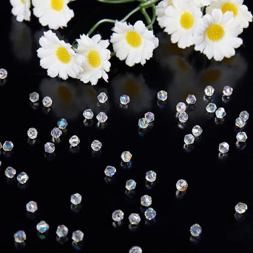 Laopottbeads 1100PCS 4mm Bicone Crystal Glass Beads for Jewelry Making, Sparkling Mini Beads for Suncatchers, DIY Bracelets & Craft Projects (AB Phantom Purple) - Image 4