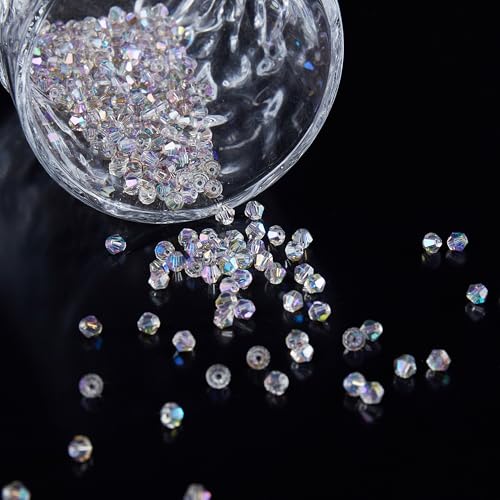 Laopottbeads 1100PCS 4mm Bicone Crystal Glass Beads for Jewelry Making, Sparkling Mini Beads for Suncatchers, DIY Bracelets & Craft Projects (AB Phantom Purple) - Image 2