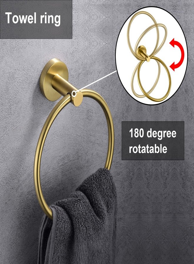 Kwanicas Gold Toilet Paper Holder, Towel Ring Set 2 Pieces Hand Towel Holder for Bathroom Hardware Accessories Set SUS304 Stainless Steel Sturdy Wall Mount Bathroom Holder… - Image 3