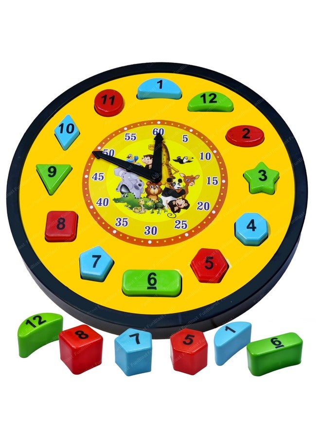 FunBlast FunBlast Learning Clock for Kids, Clock Puzzle Toy, Time Learning Jigsaw Puzzle for Toddlers, Shape & Number Learning Toy for Kids, Learning Clock Toys for 2, 3, 4+ Years Old Boys, Girls - Multicolor  - Image 1