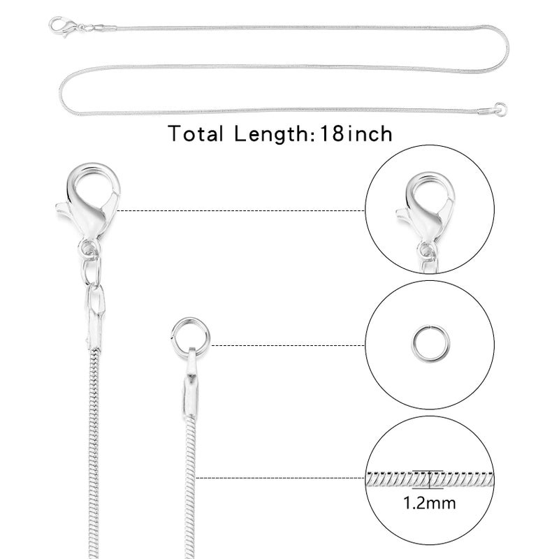 Topacket 24 Pack Necklace Chains Bulk,Silver Plated Snake Necklace Chains for Jewelry Making 18 Inches - Image 2