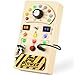 Joyreal Toddler Busy Board Wooden Montessori Busy Board Sensory Board with LED Light Switch Sensory Toys Baby Fidget Board Travel Toys for Toddler - Image 2