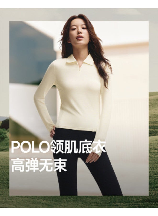 Beneunder New Half-Zip Polo Collar Base Layer Top For Women, Slim-Fit, Versatile, Simple And Stylish, Soft And Skin-Friendly - Image 1