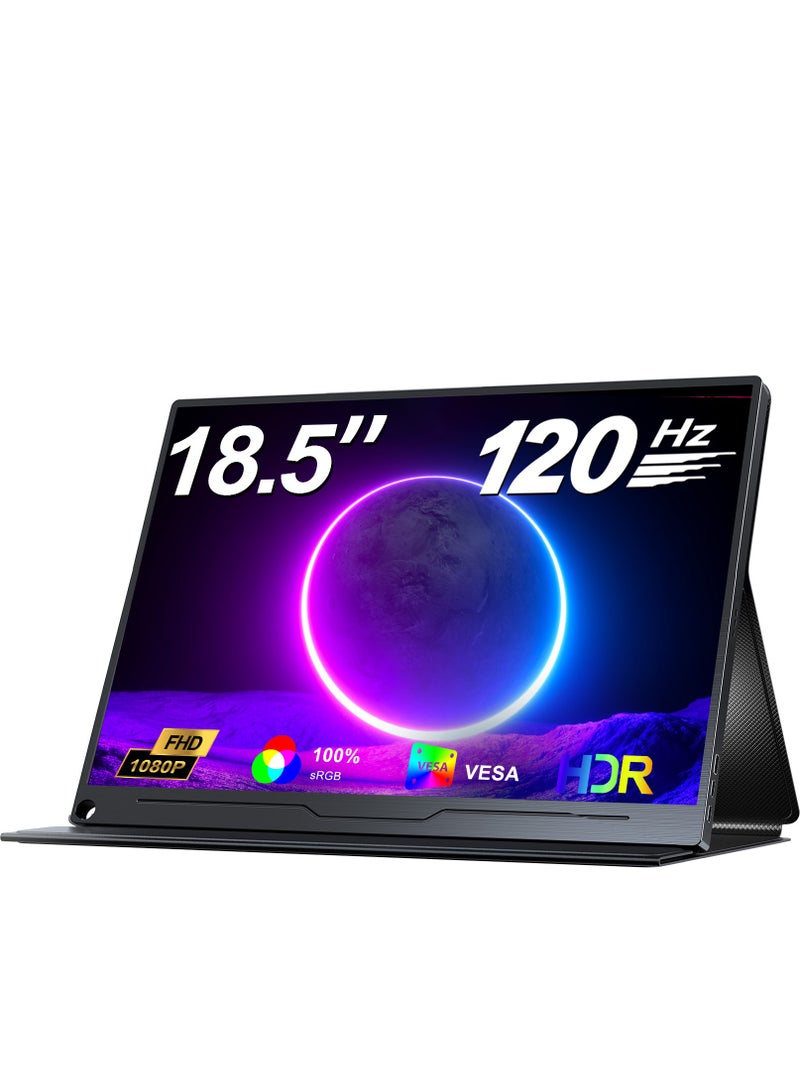 UPERFECT 18.5 Inch Portable Monitor 120 Hz 1920 × 1080 FHD IPS USB C & Mini HDMI Port Ultra Thin Second Screen for Laptop/Phone/Game Console, VESA Mountable - Image 1