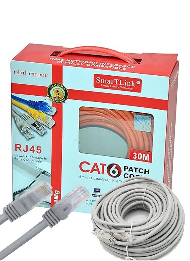 SmarTLink CAT6 Super High Quality Extension Wire Cable, 30M  - Image 1