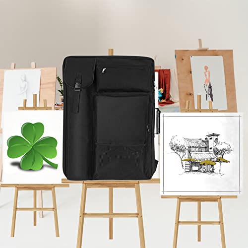 TreochtFUN Art Portfolio Case 19 x 25,Drawing Portfolio Case With Backpack for Artist,Portfolio Folder for Artwork Sketch Canvas Board(Black) - Image 2