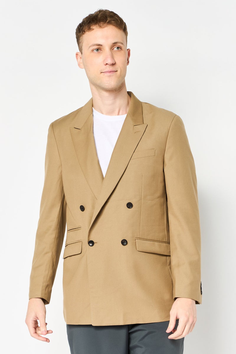 Selected Homme Men Fashion Fit Solid Casual Blazer, Taupe - Image 1