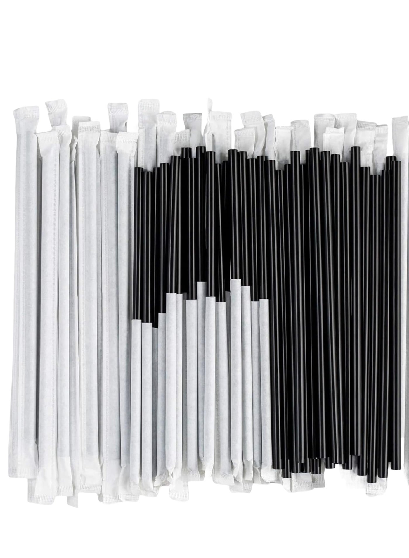 100Pcs Black Long Disposable Plastic Drinking Straws 24cm | Individually Wrapped Straws | Extra Long for Juice, Milk, Smoothies, Parties | Hygienic & Convenient Everyday Use