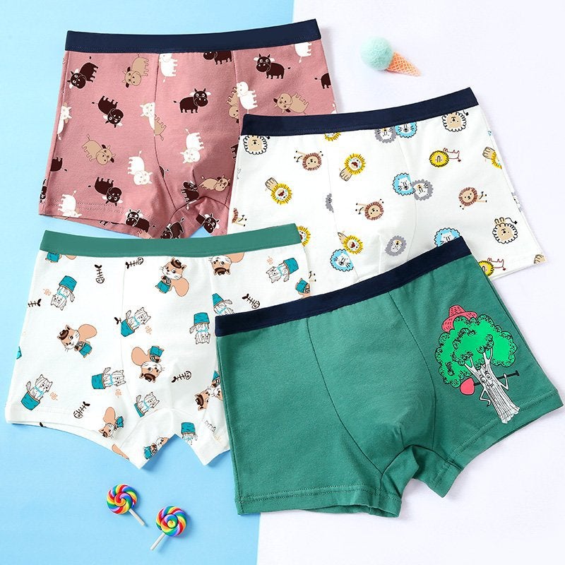 Childrens cotton underwear boys boxer 3 baby Children 6 middle and big children 10 boxer 12 children boys shorts 15 years old 1702(4 Pack)