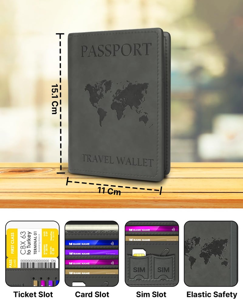 FEDUS Faux Leather Premium Passport Holder For Men And Women Passport Cover Case Wallet With Credit/Debit Card, Id Card, Rfid Protected Travel Document Accessories Organiser. - Image 2
