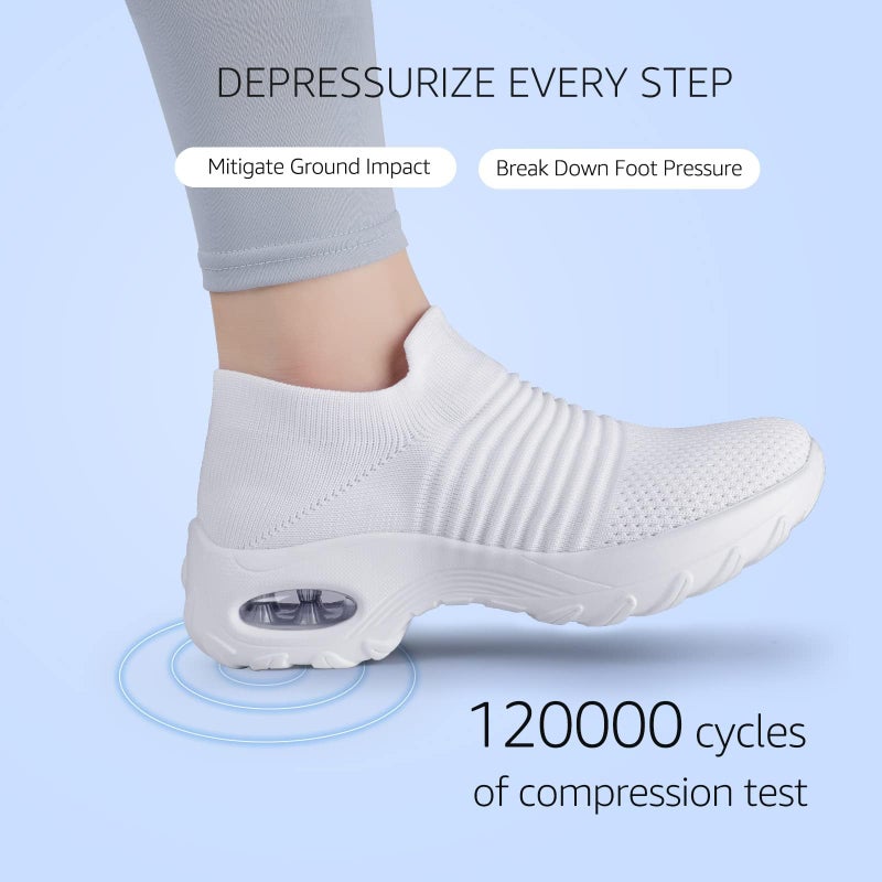 HKR Walking Shoes for Women Non Slip Work Sneakers White 10.5 - Image 2