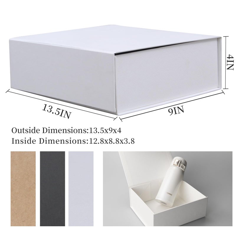 Rsgift White Gift Boxes with Lid,13.5x9x4 Inches,Magnetic Closure for Women - Wedding, Birthday, Graduation Packaging - Image 2