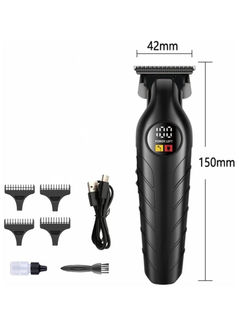 Generic Rechargeable Hair Beard Trimmer Clippers for Men, T-Blade Trimmer for Hair Cutting, Fast Charging C Type Cordless Trimmers Professional Barber, Liners Clippers Haircut, Edgers Trimmer BLACK  - Image 4