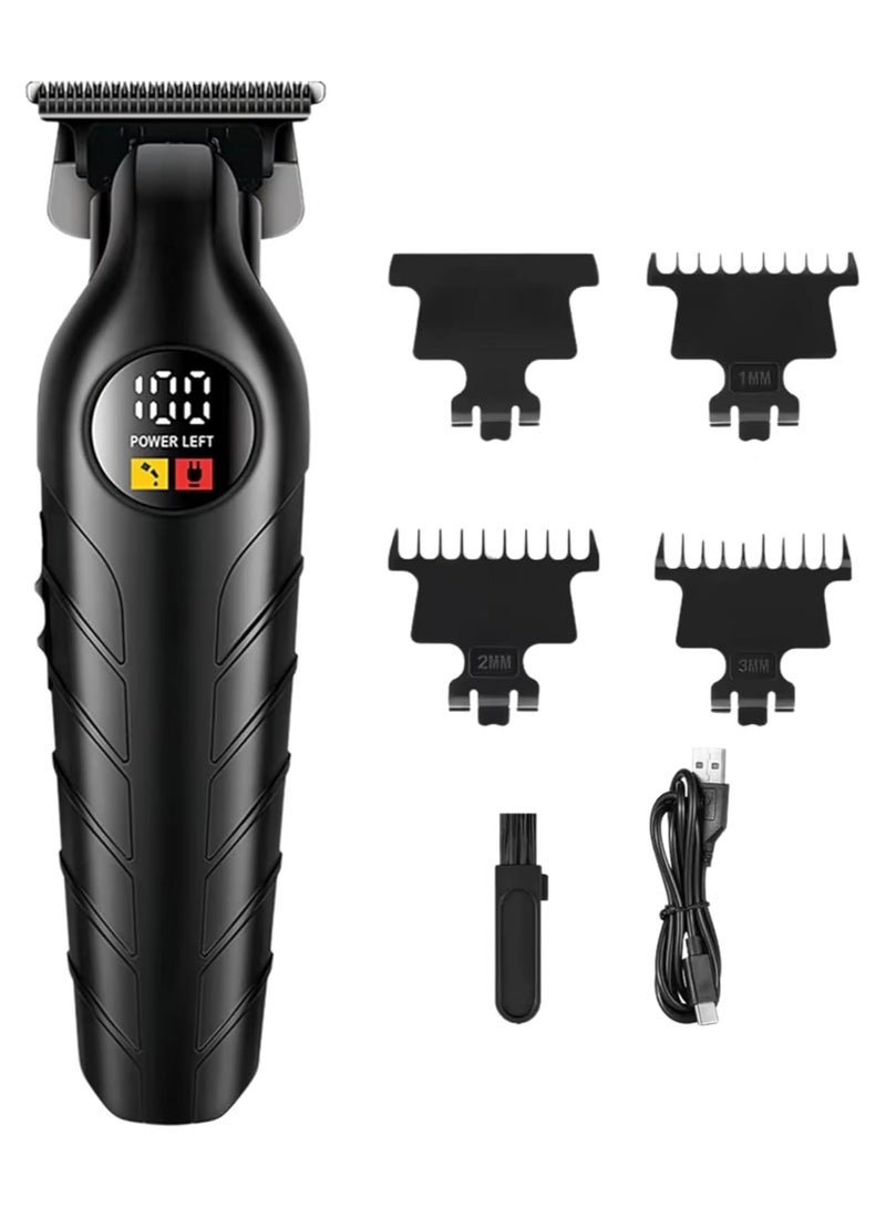 Generic Rechargeable Hair Beard Trimmer Clippers for Men, T-Blade Trimmer for Hair Cutting, Fast Charging C Type Cordless Trimmers Professional Barber, Liners Clippers Haircut, Edgers Trimmer BLACK  - Image 1