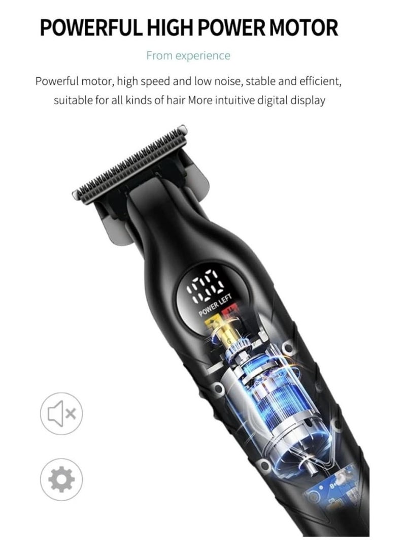 Generic Rechargeable Hair Beard Trimmer Clippers for Men, T-Blade Trimmer for Hair Cutting, Fast Charging C Type Cordless Trimmers Professional Barber, Liners Clippers Haircut, Edgers Trimmer BLACK  - Image 2
