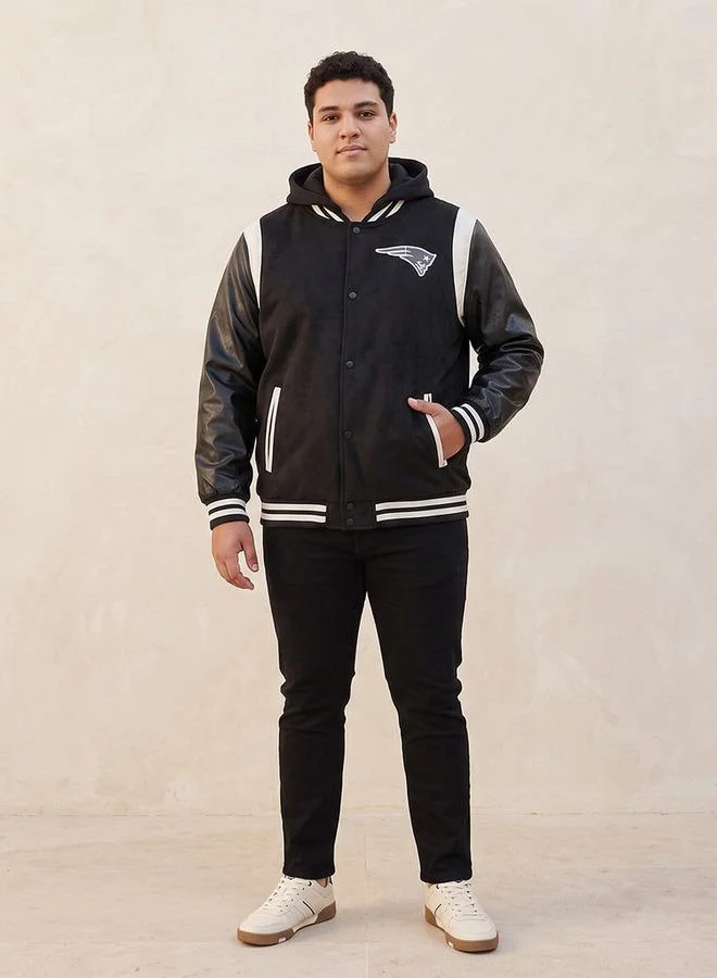 ماكسيم Patriots Maxim Plus Leather Varsity Jacket with Hood