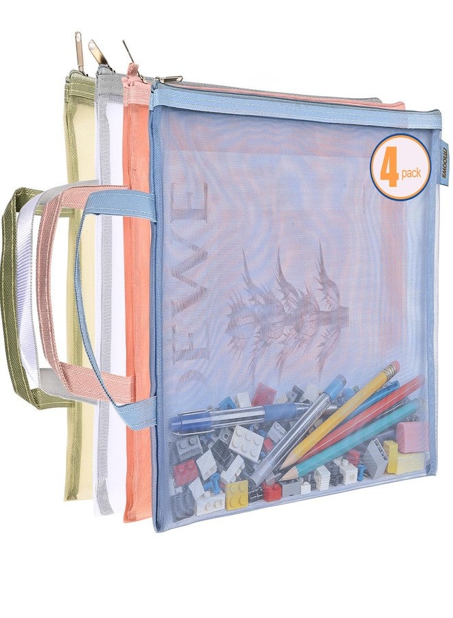 EMOOULI Colored Mesh Zipper Pouch Bags, Nylon Puzzle Storage, Organization Solution for Toys, Games, and More (4) - Image 1
