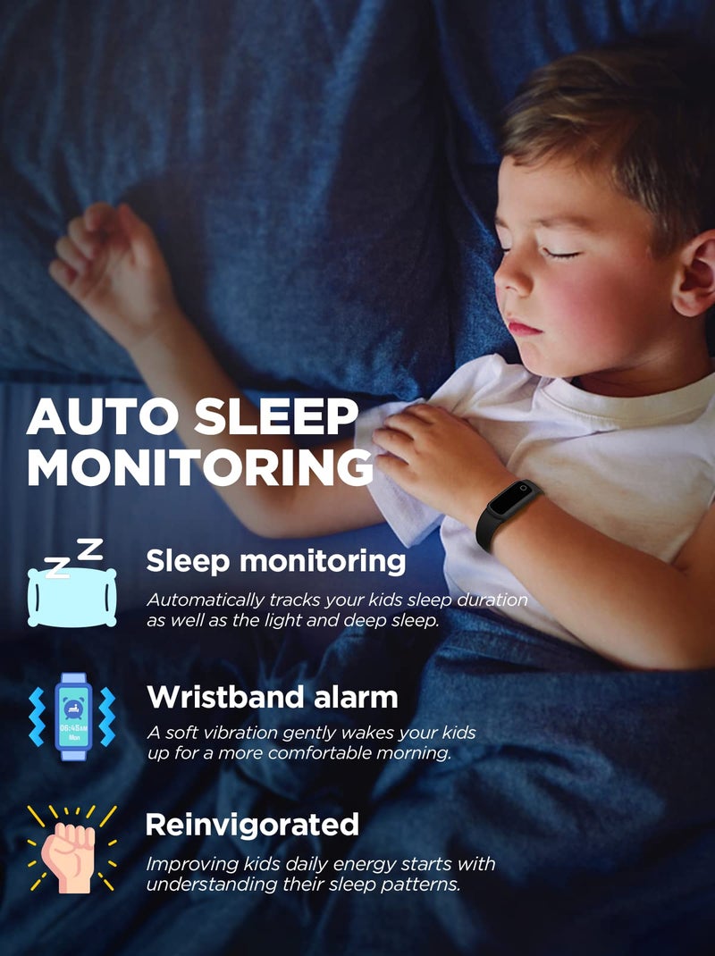 بيجرفايف Biggerfive Vigor Kids Litness Tracker Watch for Girls Boys Ages 5-15 IP68 Activity Activity Active Tracker Rate Rate Sleep Sleep Step Counter Watch - Image 5