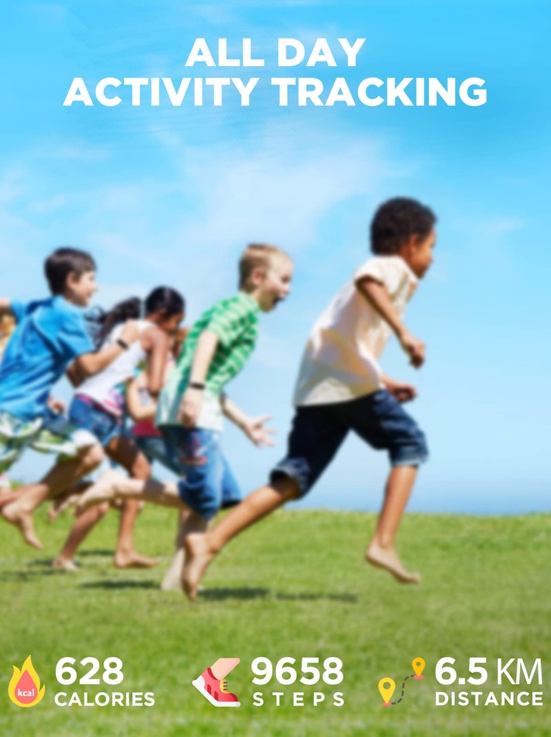 بيجرفايف Biggerfive Vigor Kids Litness Tracker Watch for Girls Boys Ages 5-15 IP68 Activity Activity Active Tracker Rate Rate Sleep Sleep Step Counter Watch - Image 2