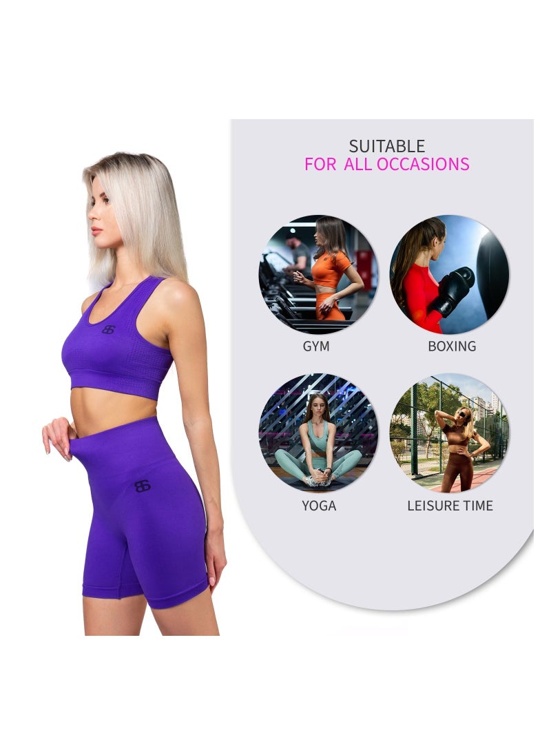 Bernessi Women’s High Support Sports Bra Comfortable Ladies Bra Top for Fitness Yoga Workout Gym Running Exercise Dance Athletic Blue Sapphire  - Image 4