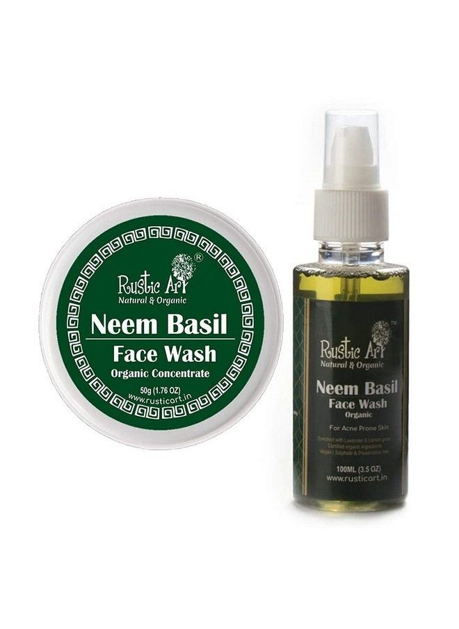 Rustic Art - Neem Basil Face Wash & Concentrate For Deep Cleansing ; Antibacterial Antifungal Pack - Image 1