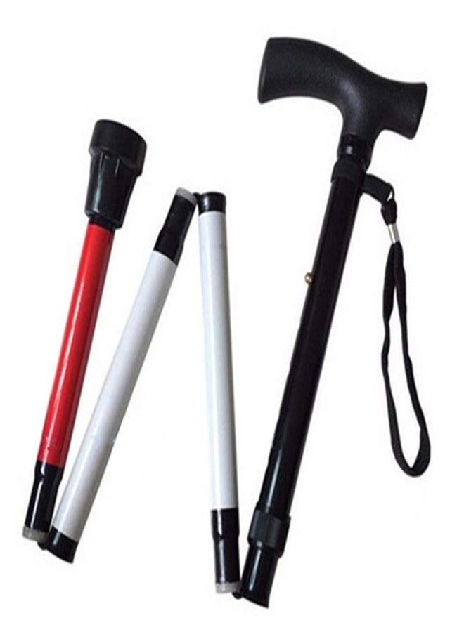 VISIONU Adjustable Folding Support Cane for Visually Impaired, 33-37 Inch, Folds Down 4 Sections, Black, White, Red - Image 1
