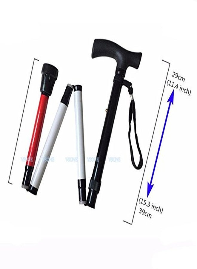 VISIONU Adjustable Folding Support Cane for Visually Impaired, 33-37 Inch, Folds Down 4 Sections, Black, White, Red - Image 3