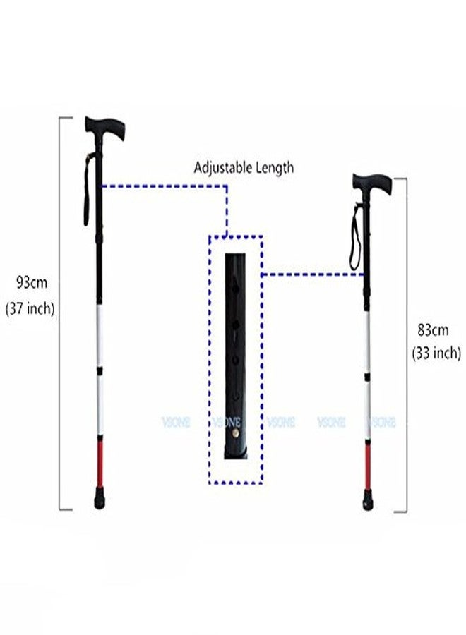 VISIONU Adjustable Folding Support Cane for Visually Impaired, 33-37 Inch, Folds Down 4 Sections, Black, White, Red - Image 2