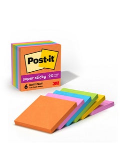 Super Sticky Notes, 3X3 In, 6 Pads, 2X The Sticking Power, Energy Boost Collection, Bright Colors (Orange, Pink, Blue, Green,Yellow),Recyclable (654-6Ssau) - pzsku/Z43C45A380D64542F528EZ/45/_/1731928173/5647d387-7518-4380-a04f-03bc71c7d642